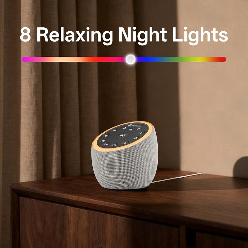 Hotmoon Sound Machine for Sleep, Cocoon 2 White Noise Sound Machine with 40 Non-Looping Sounds, Dual-Speaker & Timer, 8 Night Light, Pink Brown Green Noise for Sleeping Adults, Office Privacy, Plug-in - Image 4